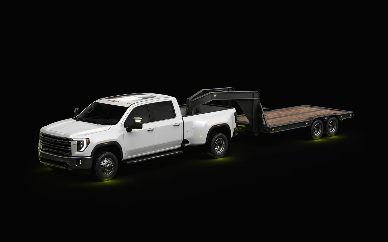 Hot-shot pickup truck with gooseneck trailer