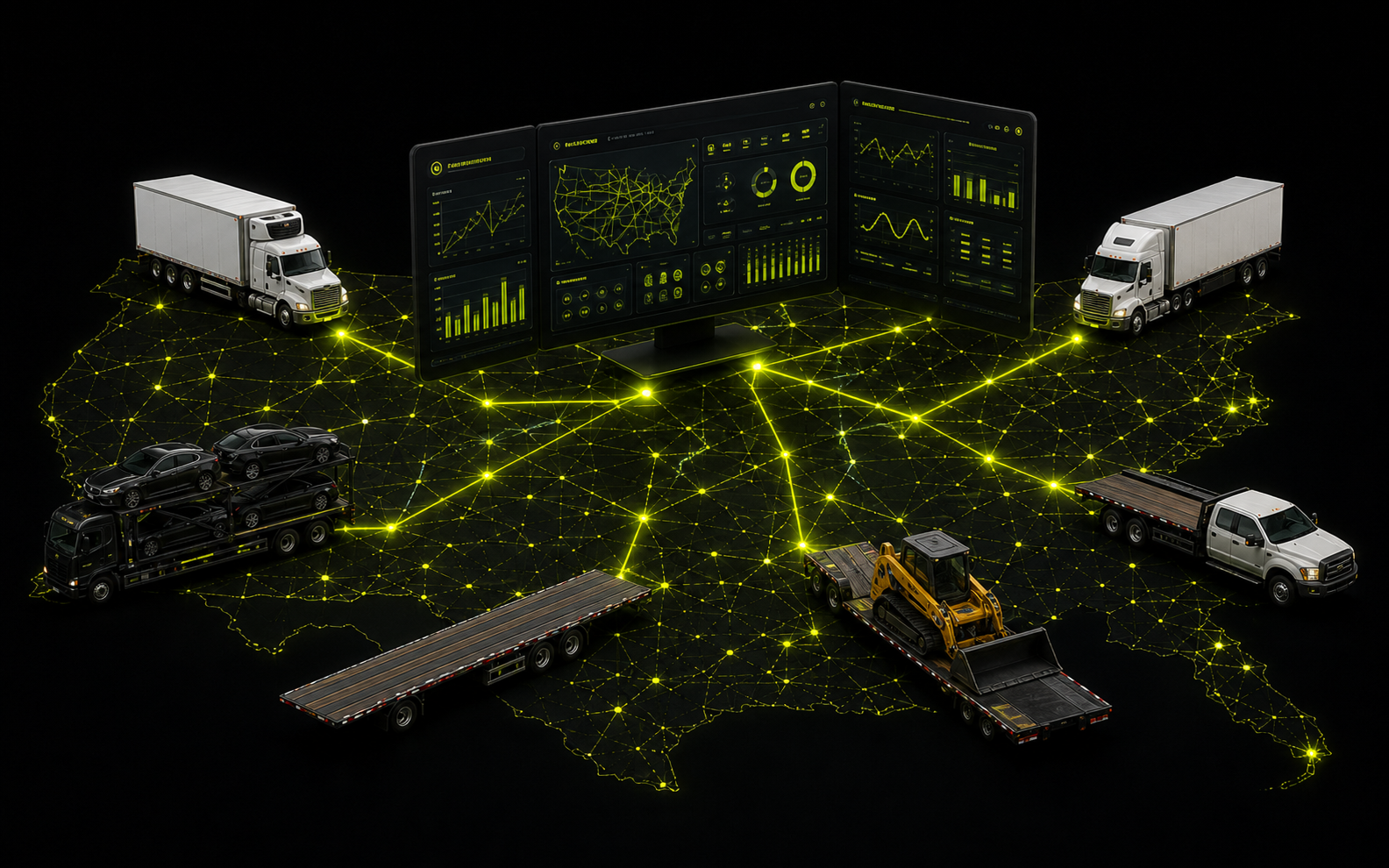 Transportation equipment connected to one central operations dashboard across the United States
