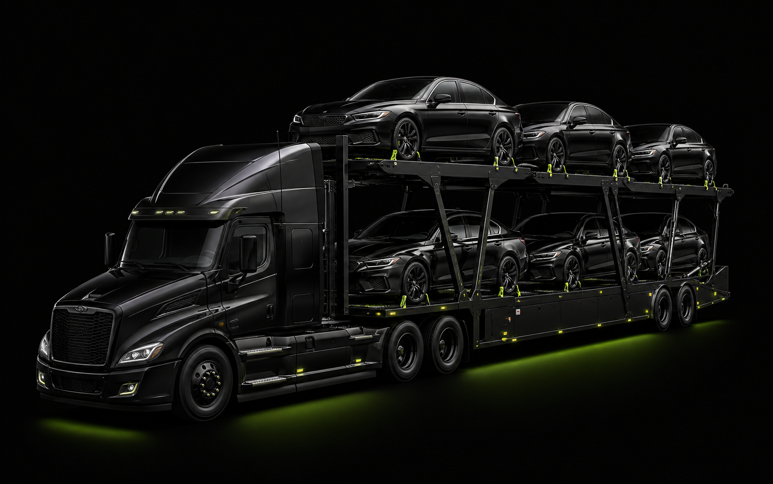 Black car-hauler dispatch render